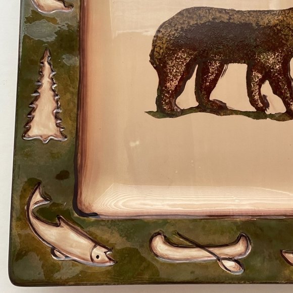 Clay Art Rustic Lodge Figural Salad Plate Bear Small Serving Plate Wood Land - Picture 4 of 11